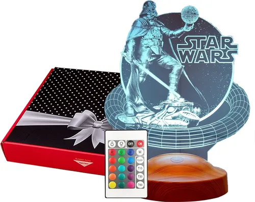 GESCHENKELAMPE 3D LED Nachttischlampe Star Wars Darth Vader Nachtlicht Geschenke für Jungen