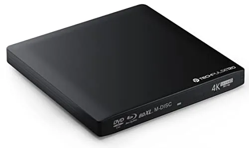 techPulse120 Externes UHD 4k 3D M-Disc BDXL USB 3.0 Laufwerk - Externe Blu-ray Laufwerke, schlankes Aluminium-Design, ideal für das Brennen und Abspielen von UHD 4k 3D-Inhalten auf PC und Mac.