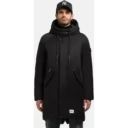 khujo Herren Lange Winterjacke mit Kapuze, Anth-YM Black, Gr. L - Funktionsjacke mit wetterfestem Material und verstellbarer Kapuze, ideal für kalte Tage. Minimalistisches Design für einen modernen Streetwear-Look.