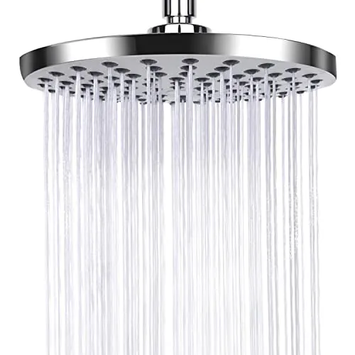 AiQInu 8 Zoll Runder Duschkopf Regendusche,Verstellbarer Kopfbrause Wassersparend mit Anti-Kalk-Düsen,Wasserfall-Duschkopf aus Edelstahl,Durchmesser 20cm