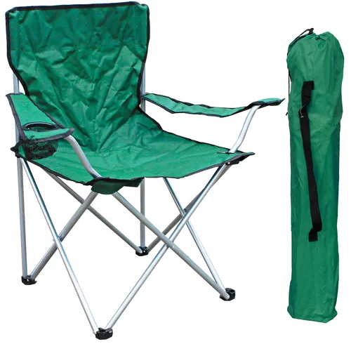 Campingstuhl Faltstuhl Anglerstuhl Grün Getränkehalter + Tasche belastbar 120kg