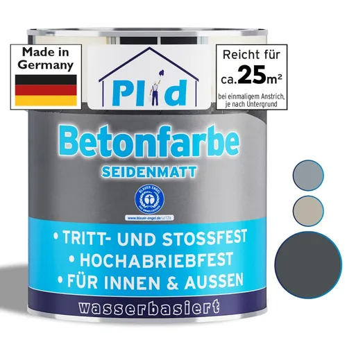 Betonfarbe 2,5L Anthrazit - Hochdeckende Bodenbeschichtung für Innen & Außen - Innen- & Außenfarben: Schnelltrocknende, UV-beständige Betonfarbe in Anthrazit für ca. 25m², ideal für vielseitige Untergründe und mit geringer Geruchsentwicklung.
