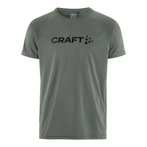 Craft Herren CORE Essence Logo Tee Leaf – Atmungsaktives T-Shirt S aus recyceltem Polyester – Funktionsshirt Kurzarm für Fitness, Wandern & Outdoor-Training