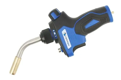 HÖGERT TECHNIK Lötbrenner, Gasbrenner mit drei Düsen, für MAPP/Propangas, Piezo-Zündung, Sicherheitssperre, max. 1850°C, 3,23 kW Leistung