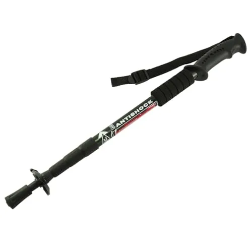 MidGard Teleskop Nordic Walking Stock, 50-110 cm höhenverstellbar, Antischock Dämpfung, Wanderstock Schwarz 1 STK.