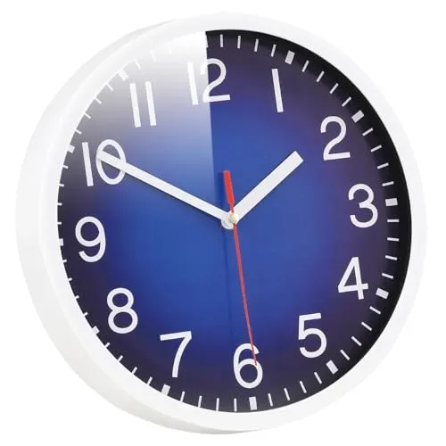 Wanduhr, geräuschlos, nicht tickend, modern, Quarz, 21,6 cm, batteriebetrieben, digital, leise, digital Uhr für Büro, Zuhause, Schule, Küche, Dekoruhren (blau)