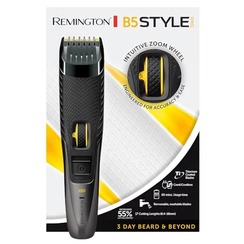 REMINGTON Barttrimmer Style B5 - Schnurloser Barttrimmer für präzises Styling - Haarschneidegerät mit schnurloser Funktion für flexibles Trimmen und individuelle Styles.