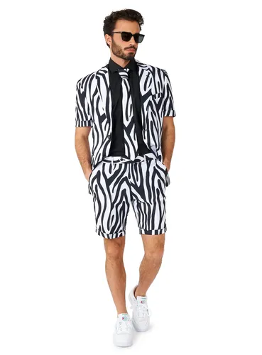 Shorts Suit Zazzy Zebra Anzug in weiß von OppoSuits
