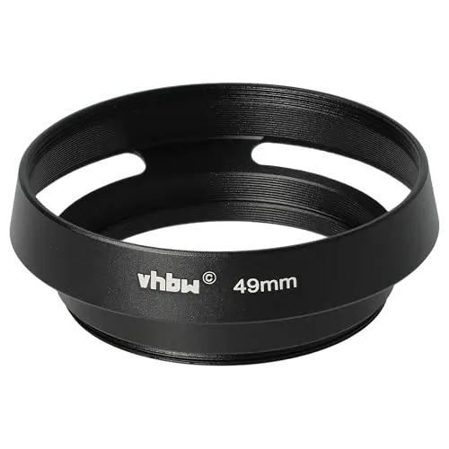 vhbw Gegenlichtblende für 49mm Objektiv - Streulichtblende, Schwarz, Metall, rund