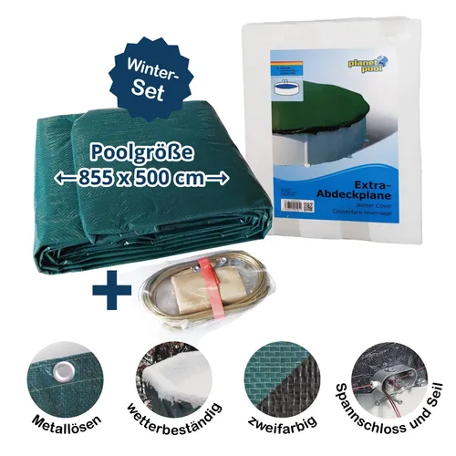 Extra-Abdeckplane Achtform für Pools 500x855 cm passend für alle Jahreszeiten