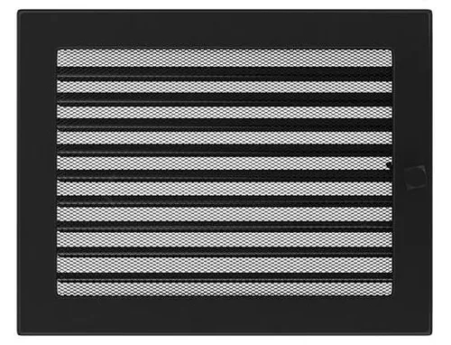 Lüftungsgitter mit Lamellen und Gaze 22x30 cm, schwarz - Revisionstür und Lüftungsabdeckung, ideal für eine effektive Luftzirkulation und gleichzeitigem Schutz vor Insekten.