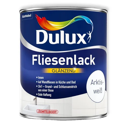 Dulux 5194786 Fliesenlack Arktisweiß 750 ml Wandfliesen Küche Bad Glänzend Weiß