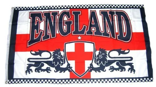 Flagge / Fahne England Löwe Wappen Hissflagge 90 x 150 cm in weiß von FahnenMax®