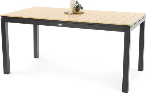 di volio Gartentisch Drena - Beige, mit verstellbarer Beinhöhe, 160x210 cm, Gartentisch - wetterfest & ausziehbar, aus Kunstholz und Aluminium