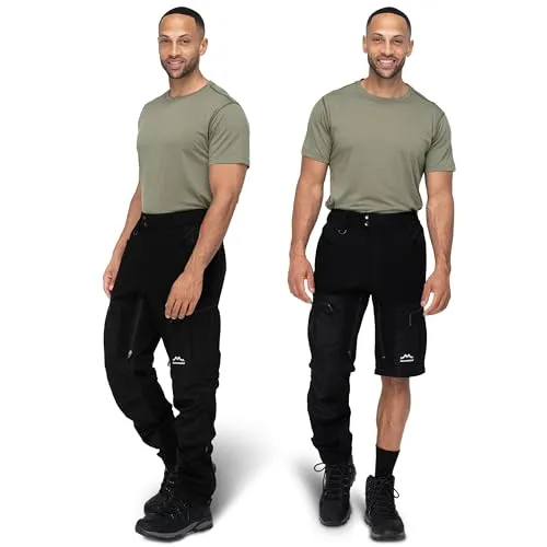 Alpenwert® Wanderhose Herren Zip Off – Outdoor Hose wasserabweisend & elastisch mit Belüftung - Ideal fürs Trekking & Wandern - [ Farbe Schwarz/Größe XL ]