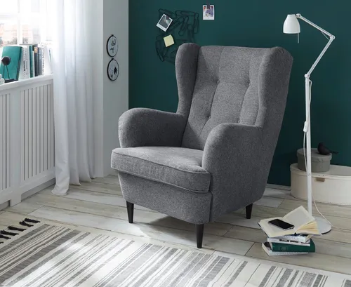 ED EXCITING DESIGN Ohrensessel Oskar - Ohrensessel mit Massivholzfüßen und Wellenunterfederung für höchsten Sitzkomfort — perfekt für deine gemütliche Auszeit.