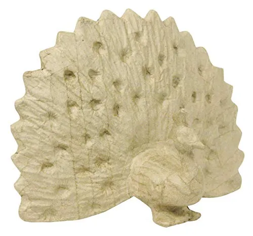 Décopatch SAB103O Träger S aus Pappmaché, Pfau, 12,5 x 24 x 19 cm, zum Verzieren, Kartonbraun