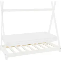 ML-Design Kinderbett Tipi 70x140 cm mit Matratze & Lattenrost - Betten - Stabiles Tipi-Kinderbett aus massivem Kiefernholz, ideal für fantasievolle Schlaf- und Spielabenteuer. Inklusive orthopädischer Kaltschaummatratze für besten Schlafkomfort.