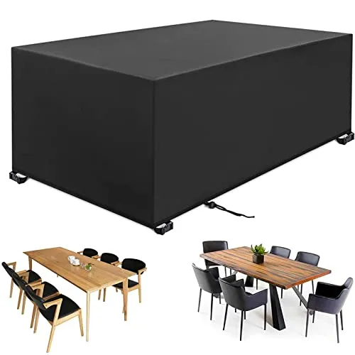 Aipwerer Abdeckung Gartenmöbel Wasserdicht, Abdeckplane für Gartenmöbel Winterfest, 420D Schutzhülle Abdeckhaube für Gartentisch Garten Möbel Tisch Rechteckig (Schwarz, 120x60x90cm 420D)