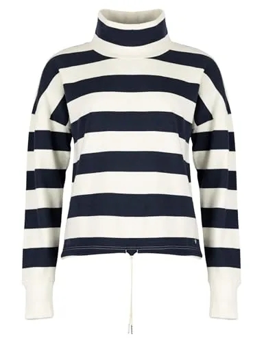 ROADSIGN australia Damen Sweatpullover Tube mit Schlauchkragen, Kordelzug am Bund und kastig geschnitten Weiss/Navy, XL