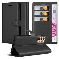 Cadorabo Hülle für Samsung Galaxy A23 4G Schutz Hülle in Schwarz Handyhülle Etui Case Cover Magnetverschluss