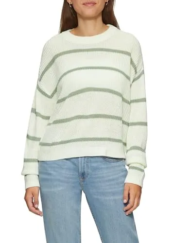 QS Rundhalspullover mit Streifenmuster beige XXL (44) - Casual Pullover mit stylishem Streifenmuster, aus 100% Polyacryl und maschinenwaschbar, ideal für entspannte Looks.