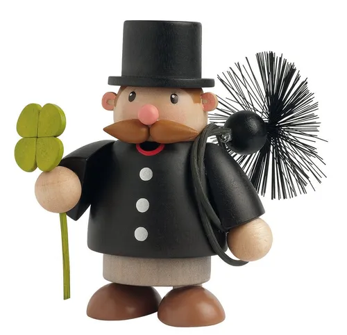 KWO Räuchermann Schornsteinfeger - Mini Holzkunst 10cm - Nussknacker Dekofigur, handgefertigter Räuchermann aus Holz, ideal für festliche Dekoration und gemütliche Stimmung. Made in Germany, nur Mini-Räucherkerzen verwenden!
