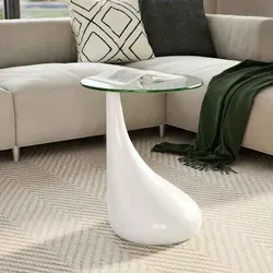 vidaXL Couchtisch mit runder Glasplatte in Hochglanz Weiß - Eleganter Couchtisch mit runder Glasplatte aus Sicherheitsglas. Perfekt für dein Wohnzimmer, bietet er einen stilvollen Akzent und praktische Ablagefläche für Getränke und mehr.