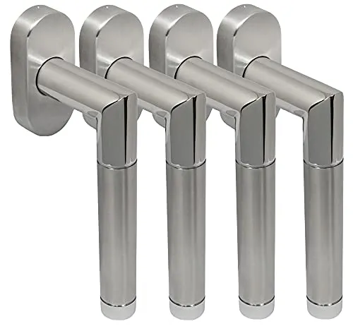 Edelstahl Fenstergriff Set 4 Stück FG Hit II Bicolor L-Form V2A Fensterbeschlag Rasterolive