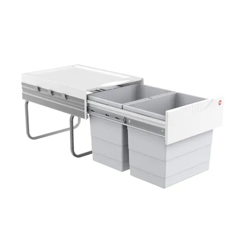 Hailo Abfallsammler 3641500 | Raumspar-Tandem 2x 18 Liter - Haushaltszubehör mit 2-fach Abfalltrennsystem für effiziente Mülltrennung. Ideal für Schränke ab 40 cm Breite, platzsparend und einfach zu montieren.