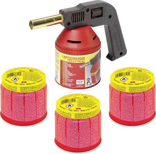 Rothenberger Lötlampe 1750°C mit Gaskartusche - Hochwertige Lötlampe für präzise Weichlötarbeiten, mit sicherem ILL Sicherheitssystem zur Leckagenbegrenzung. Ideal für Lötlampen, Campinglampen und Kocher.