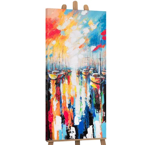 YS-Art Gemälde Leinwandbild im Hochformat, Vertikales Wandbild, Blumen, Stier, Katze