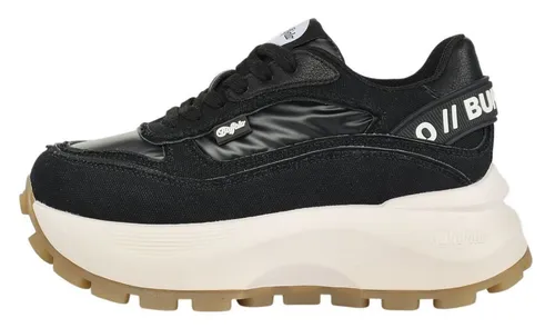 Buffalo Manhatten Sneaker Schwarz/Weiß 39 EU - Modischer Sneaker aus hochwertigem Lederimitat in Schwarz mit bequemer Passform. Ideal für den Alltag, mit abriebfester Laufsohle und optimalem Tragekomfort.