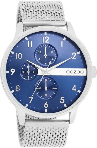 OOZOO Quarzuhr C11300 Blau Meshband 45 mm - Armbanduhren mit hochwertigem Miyota Quarzlaufwerk, elegantem blauen Zifferblatt und spritzwassergeschütztem Design – ideal für stilbewusste Herren.