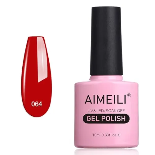 AIMEILI UV LED Gellack ablösbarer Gel Nagellack rot Gel Polish - Pillar Box Red (064) 10ml