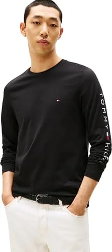 Tommy Hilfiger Herren Langarmshirt - Komfortables Slim Fit Shirt in Schwarz - Tops, T-Shirts & Hemden für Herren. Hochwertiges Slim Fit Langarmshirt aus 100% Bio-Baumwolle für optimalen Tragekomfort und vielseitige Kombinationsmöglichkeiten.