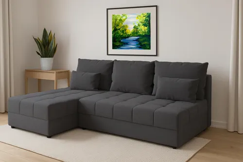 AX LIVING Anthrazit Ecksofa Klein Dolceo L mit Schlaffunktion