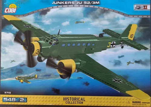 COBI 5710 Junkers JU 52 3M - Luftfahrt-Modellbausatz für 3-99 Jahre, detailgetreu in Grün Gelb und ideal für Sammler