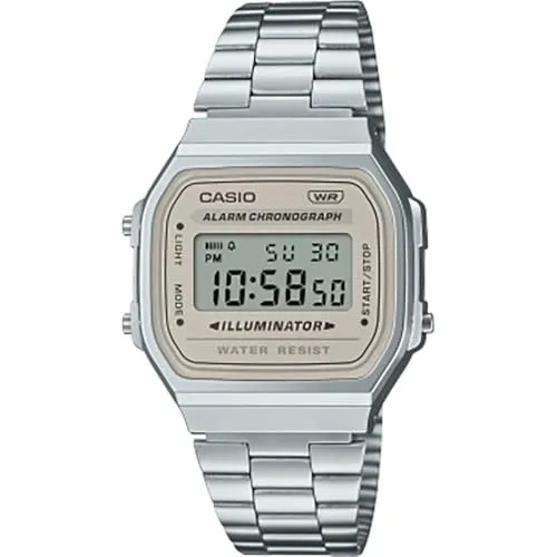 Casio A168WA-8AYES Armbanduhr für Herren - Stylische Silber-Armbanduhr mit digitaler Anzeige, ideal für den täglichen Gebrauch und ein zeitloses Accessoire.