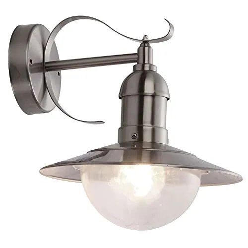 Globo Lighting Außenleuchte Edelstahl mit klarem Polycarbonat - Elegante Außenleuchte in Edelstahl, IP44, ideal für Garten, Balkon oder Terrasse. Flexibel durch E27 Fassung, perfekt für energiesparende LED-Lampen.