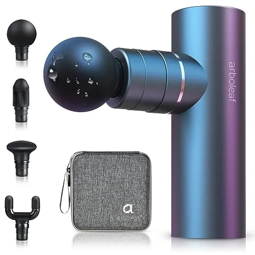 arboleaf Massagepistole mini Massage gun, 3200 U/min 0,47kg Massage Pistole mit AI Stufen 4 Aufsätze, leicht Muskelpistole mit Transportcase Muscle Gun für Muskelentspannung stark Akku USB-C