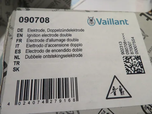 Vaillant Doppelzündelektrode, Vaillant-Nr. 090708 - Ersatzteil für Thermostate, sorgt für zuverlässige Zündung und optimale Heizleistung in Ihrem Heizsystem.