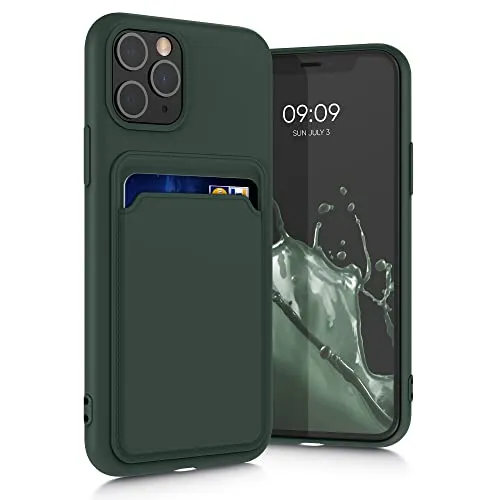 kwmobile Handyhülle kompatibel mit Apple iPhone 11 Pro Hülle - Handy Cover mit Fach für Karten - in Dunkelgrün