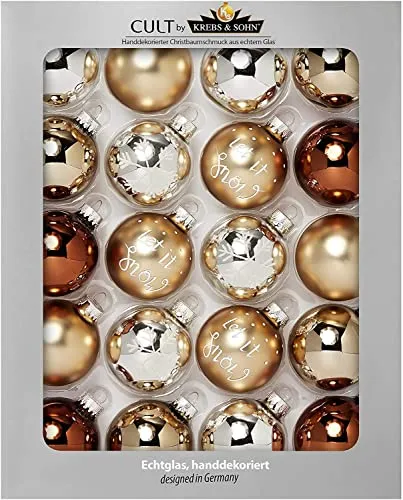 Krebs & Sohn 19er Set Glas Christbaumkugeln-Weihnachtsbaum Deko zum Aufhaengen