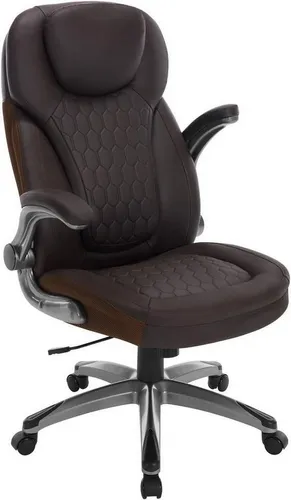 Produktbild Woltu Chefsessel mit Kopfstütze und Armlehnen, Kunstleder braun