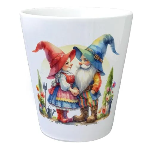 speecheese Verliebte Gartenzwerge Blumentopf Verliebte Zwerge für Romantik im Garten Liebevolles Zwergpaar Deko für Gartenhaus Blumen