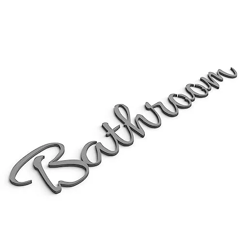 WC Türschild Bath Door Sign Bad Toiletten Klo Schild Gästetoilette Selbstklebend (Grau, Bathroom)