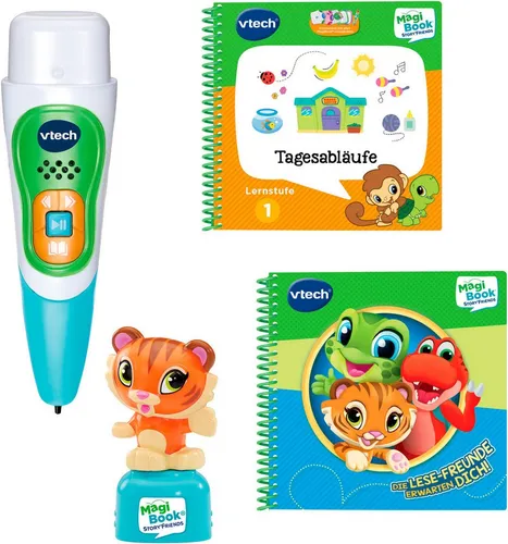 Vtech Magibook Story'Friends inkl. Buch Tagesabläufe - Interaktives Lernspielbuch für Kinder, fördert Alltagsthemen wie Tischregeln und gesunde Ernährung mit über 40 altersgerechten Lernspielen.