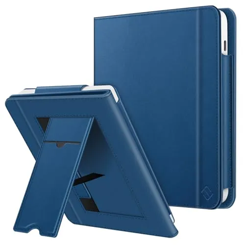Fintie Hülle für Tolino Vision Color (2024)/Vision 6 (2021) & Kobo Libra Colour (2024)/Libra 2 (2021) 7 Zoll - Kickstand Hülle mit Kartenfach Handschlaufe und Auto Sleep/Wake, Blau