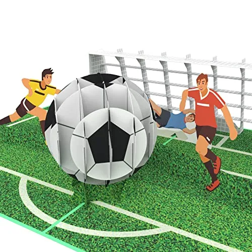 MOKIO® Pop-Up Karte – Fußball – 3D Grußkarte zum Geburtstag, Geburtstagskarte für Fußballfans